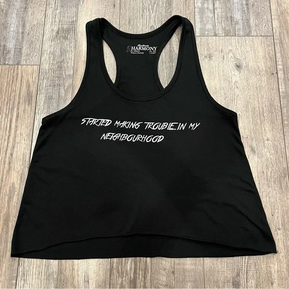 Cropped Racerback Tank with Slogan - Picture 1 of 2